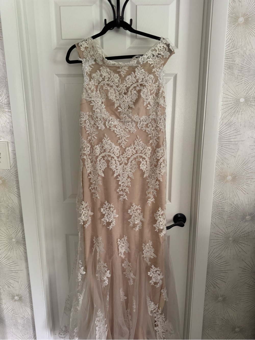 Cachet Beige and Blush Lace Dress Accents